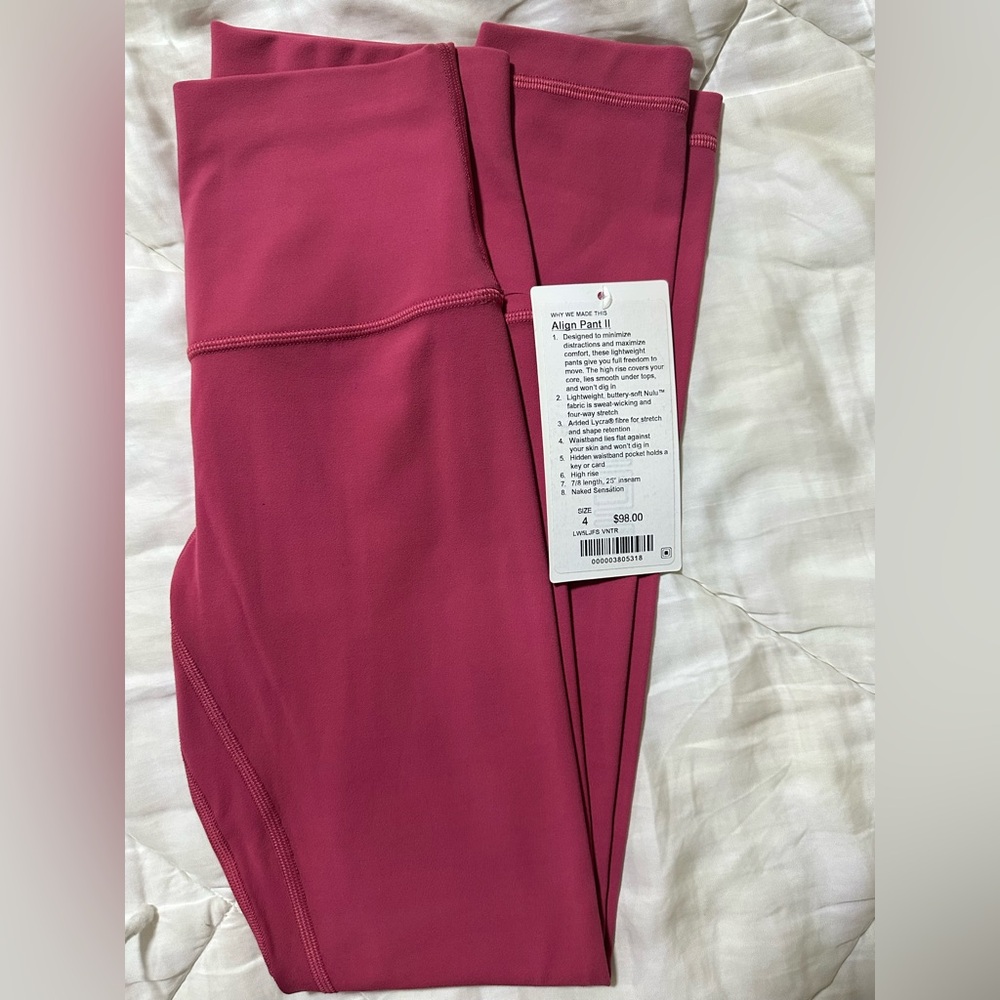 Lululemon Align Pant I| size 4 rare finding vintage, rose